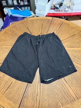 Hind Black Heather Athletic Drawstring Shorts with Subtle Speckle